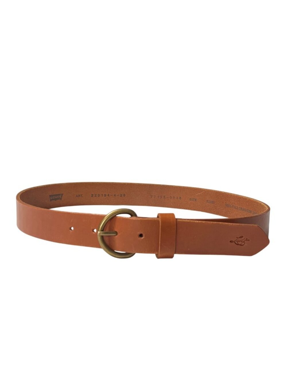 Levis Mens Cognac Full-Grain Leather Belt